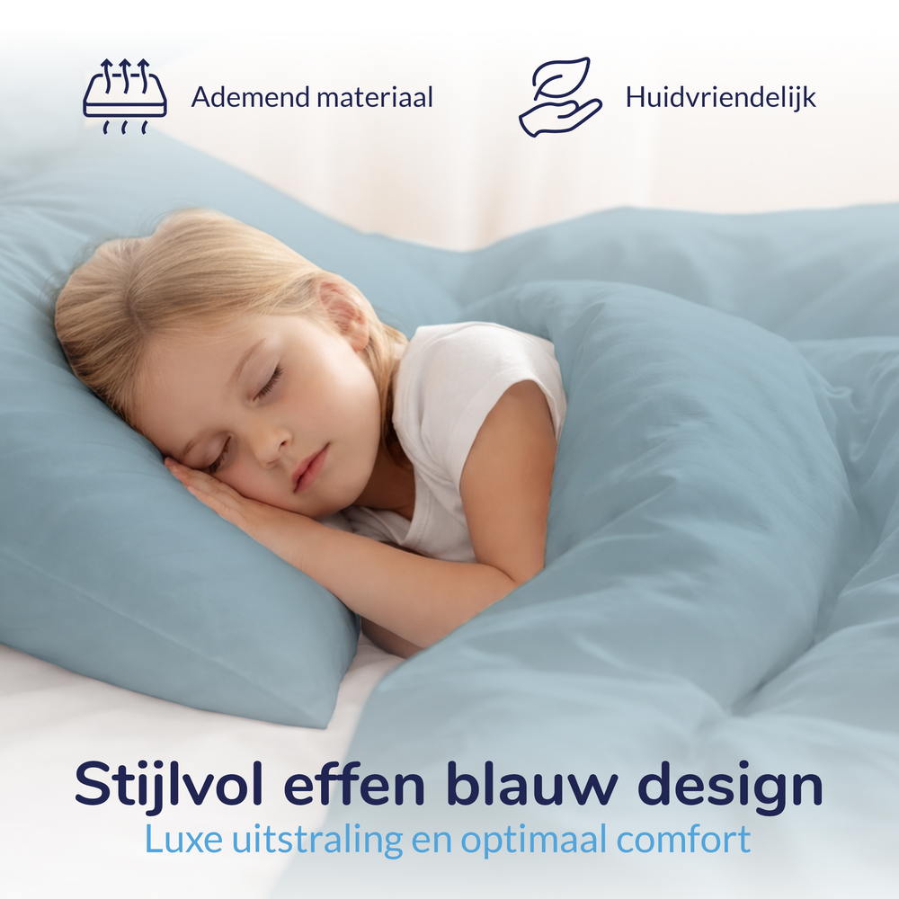 Decoware ledikant dekbedovertrek uni - blauw - katoen