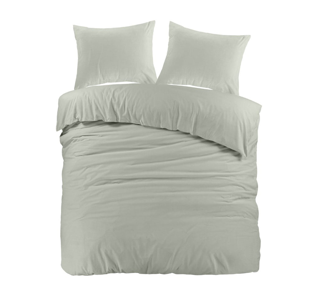 Day Dream dekbedovertrek effen - groen - katoen - lits-jumeaux (240x220 + 2st. 60x70 cm)