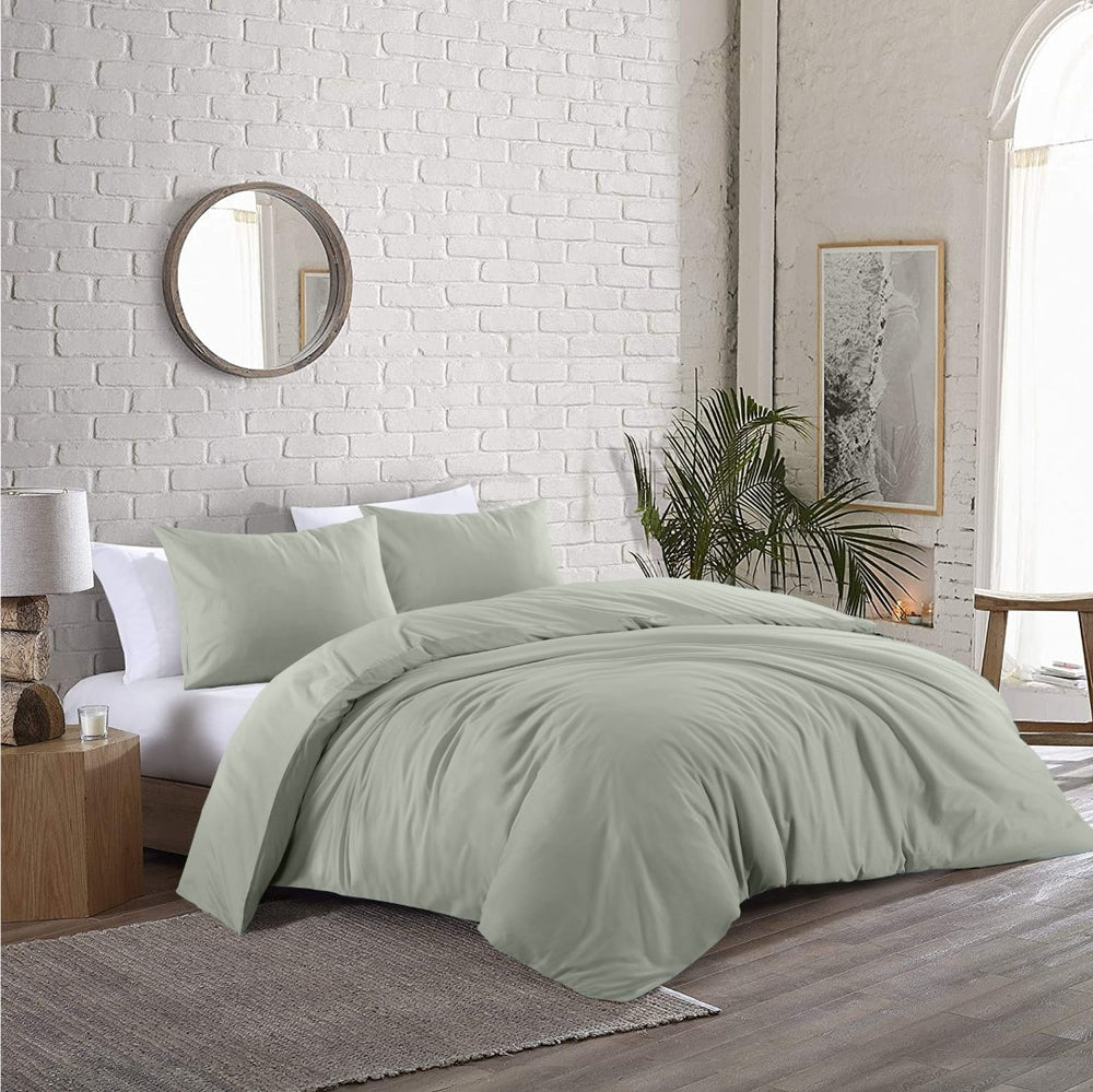 Day Dream dekbedovertrek effen - groen - katoen - lits-jumeaux (240x220 + 2st. 60x70 cm)