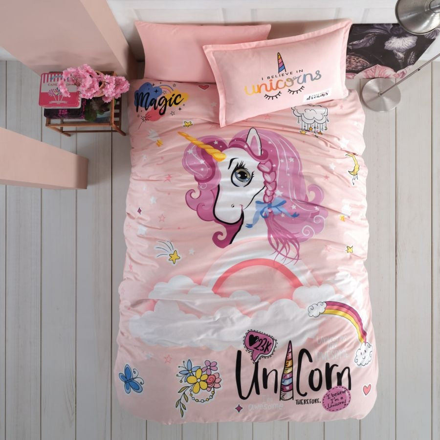 Decoware kinderdekbedovertrek Pink Dreams unicorn - katoen