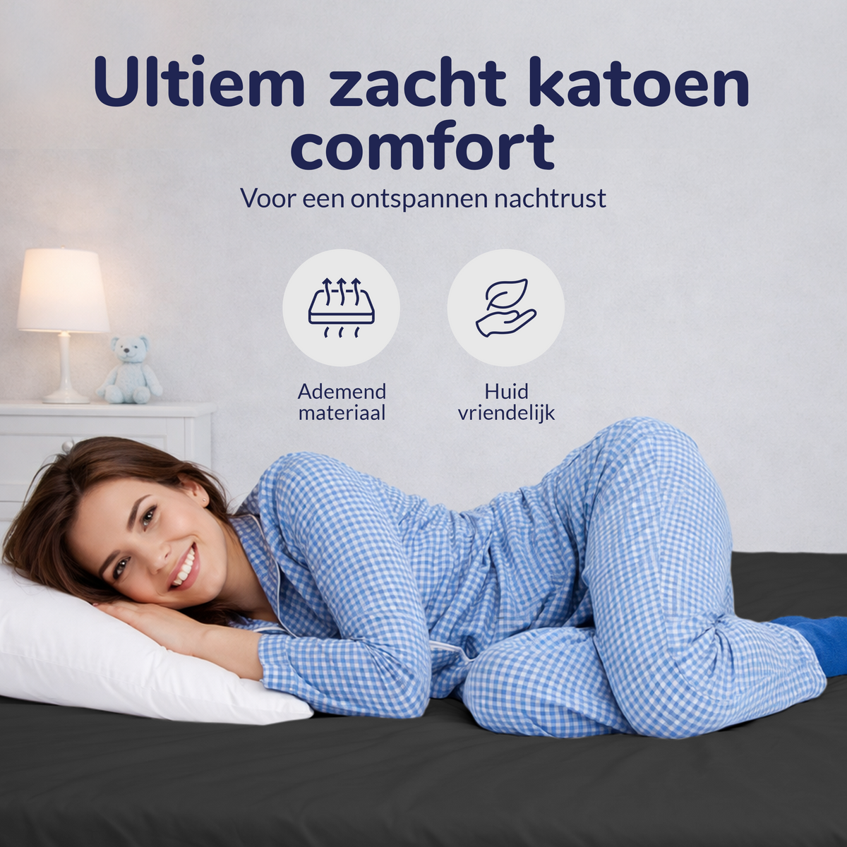 Hoeslaken - Katoen  - Zwart