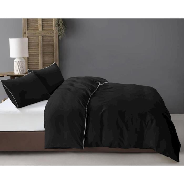 Dekbedovertrek Ball Fringe - zwart - microvezel - 1-persoons