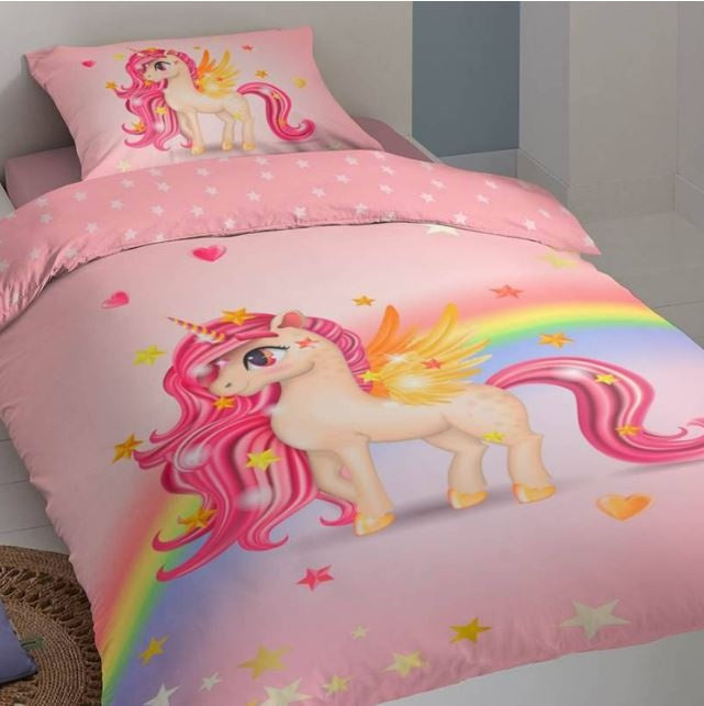 Good Morning kinderdekbedovertrek Unicorn rainbow - katoen