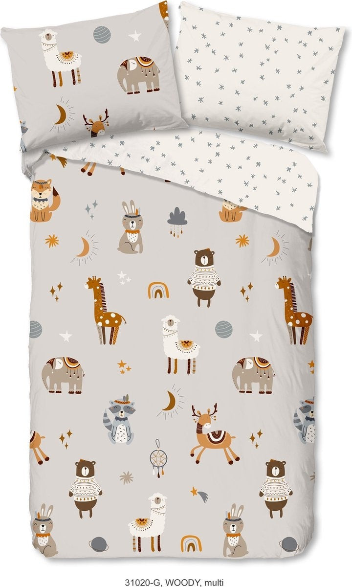 Good Morning kinderdekbedovertrek Woody - katoen - 140x220 + 60x70 cm