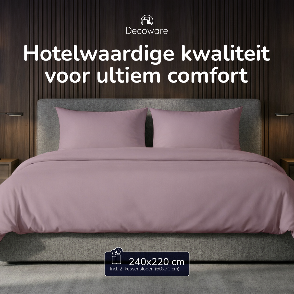 Decoware dekbedovertrek uni - roze - katoen