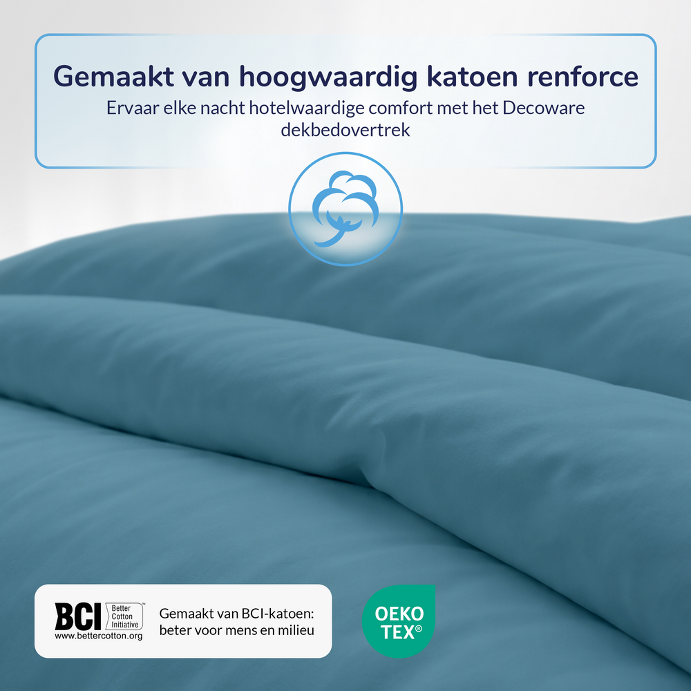 Decoware ledikant dekbedovertrek uni - blauw - katoen