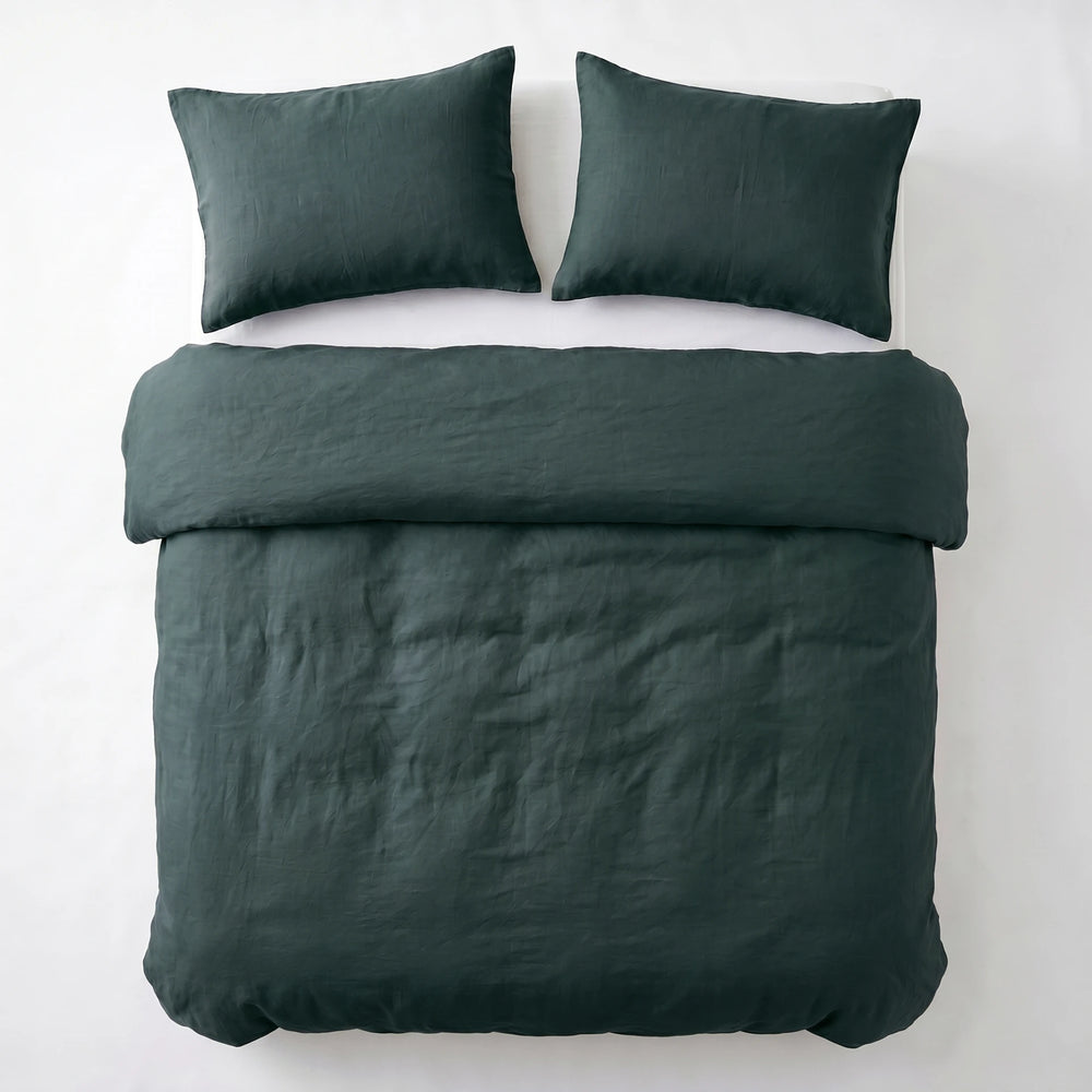 Dreamhouse dekbedovertrek Stone Washed - Katoen - Donker groen