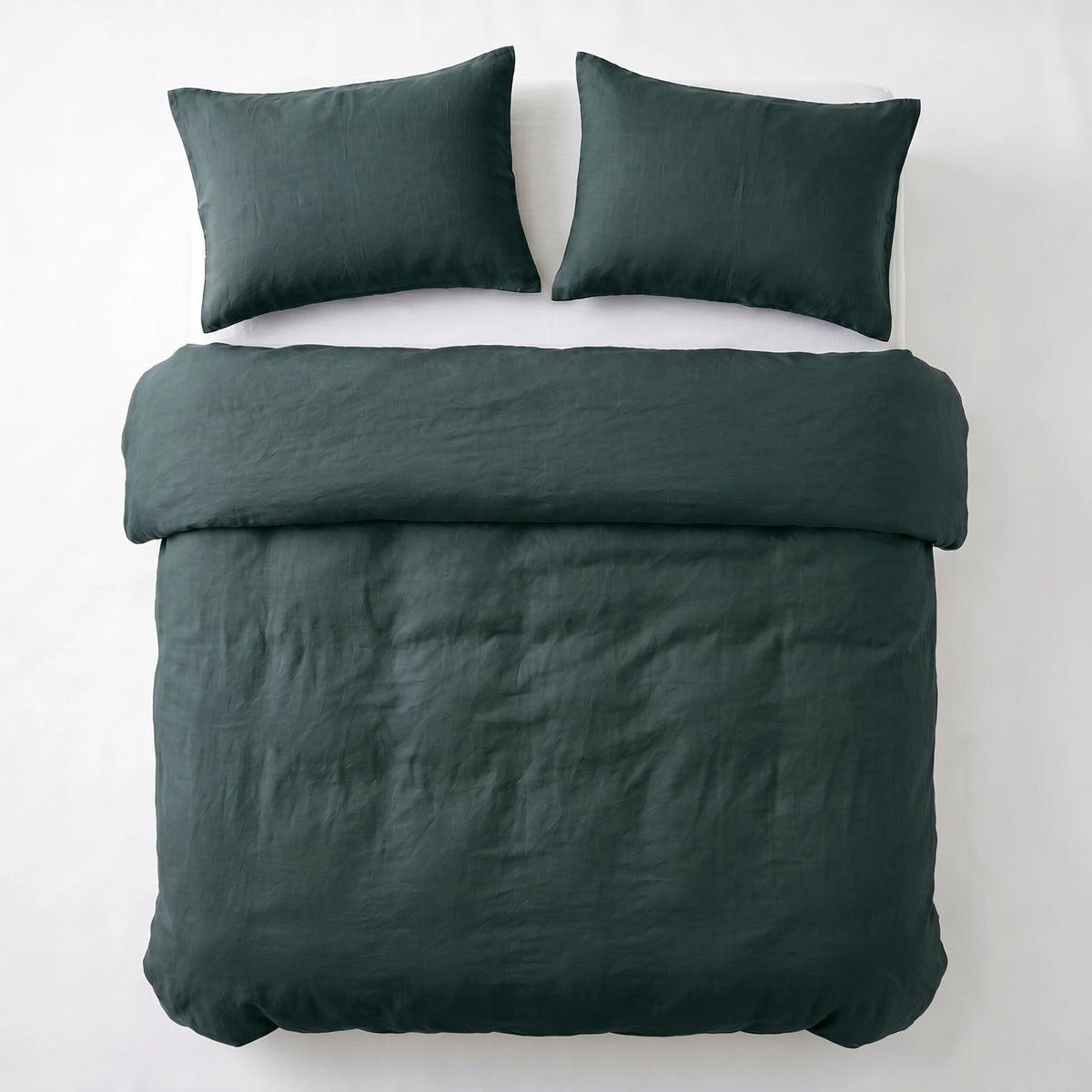 Dreamhouse dekbedovertrek Stone Washed - Katoen - Donker groen
