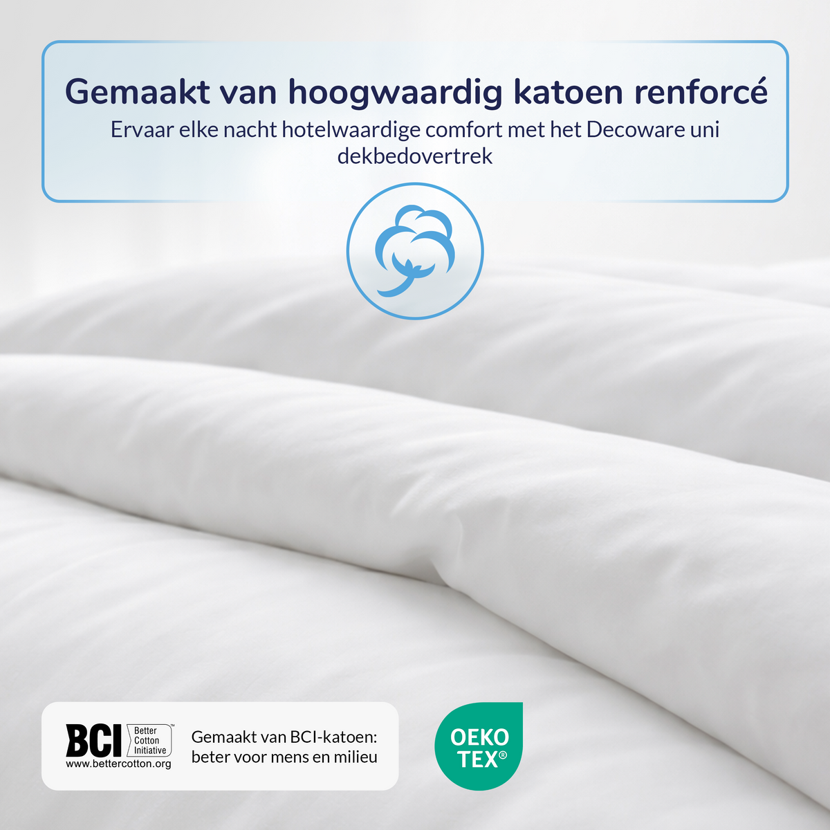 Decoware ledikant dekbedovertrek uni - wit - katoen