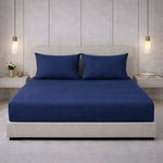 Hoeslaken - jersey - denim blauw