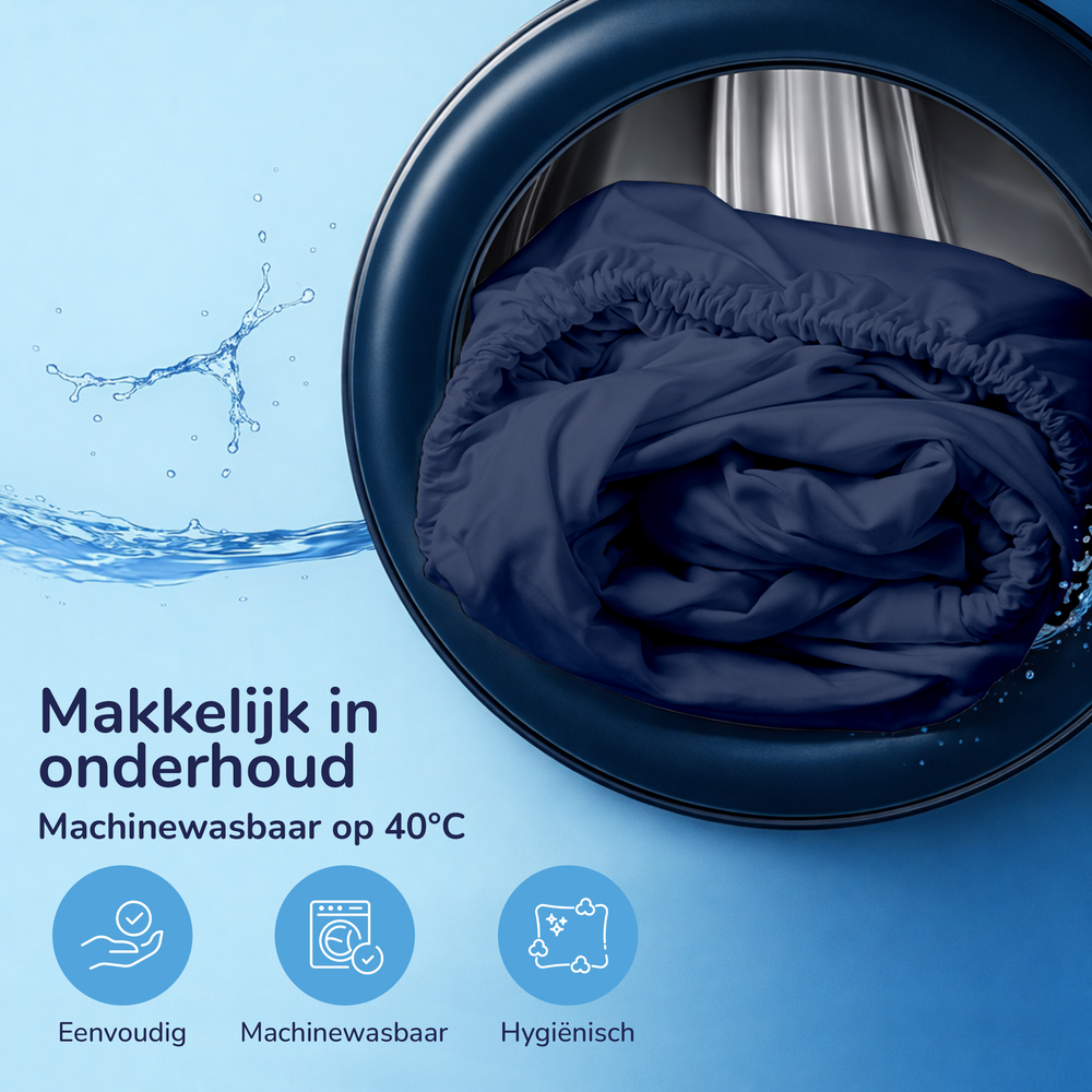 Hoeslaken - katoen  - denim blauw