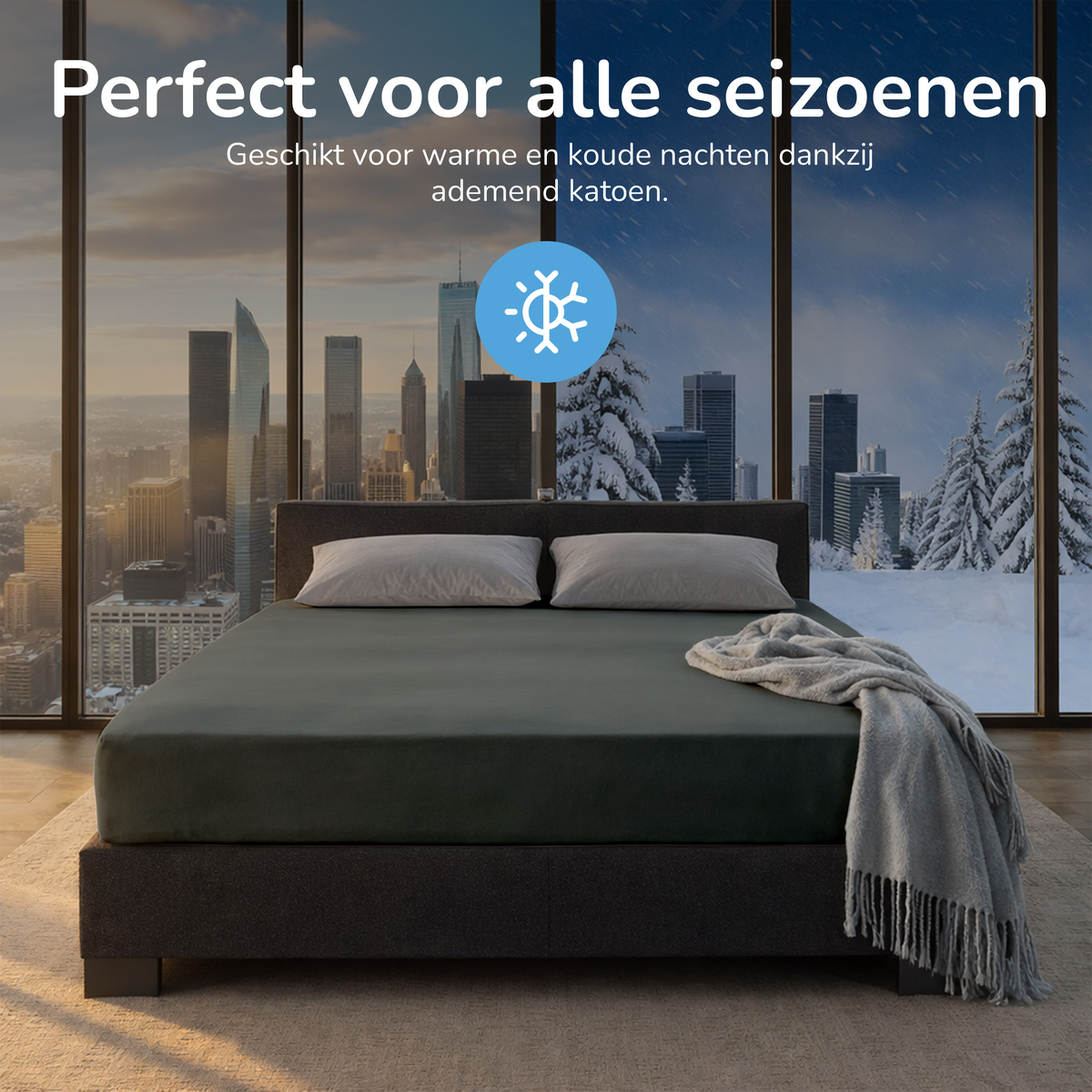 Hoeslaken - Katoen  - Donkergroen