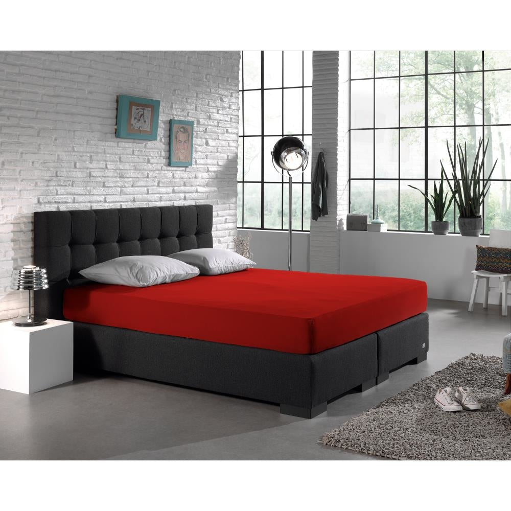 Hoeslaken - dubbel jersey - rood - 140x200/220 cm