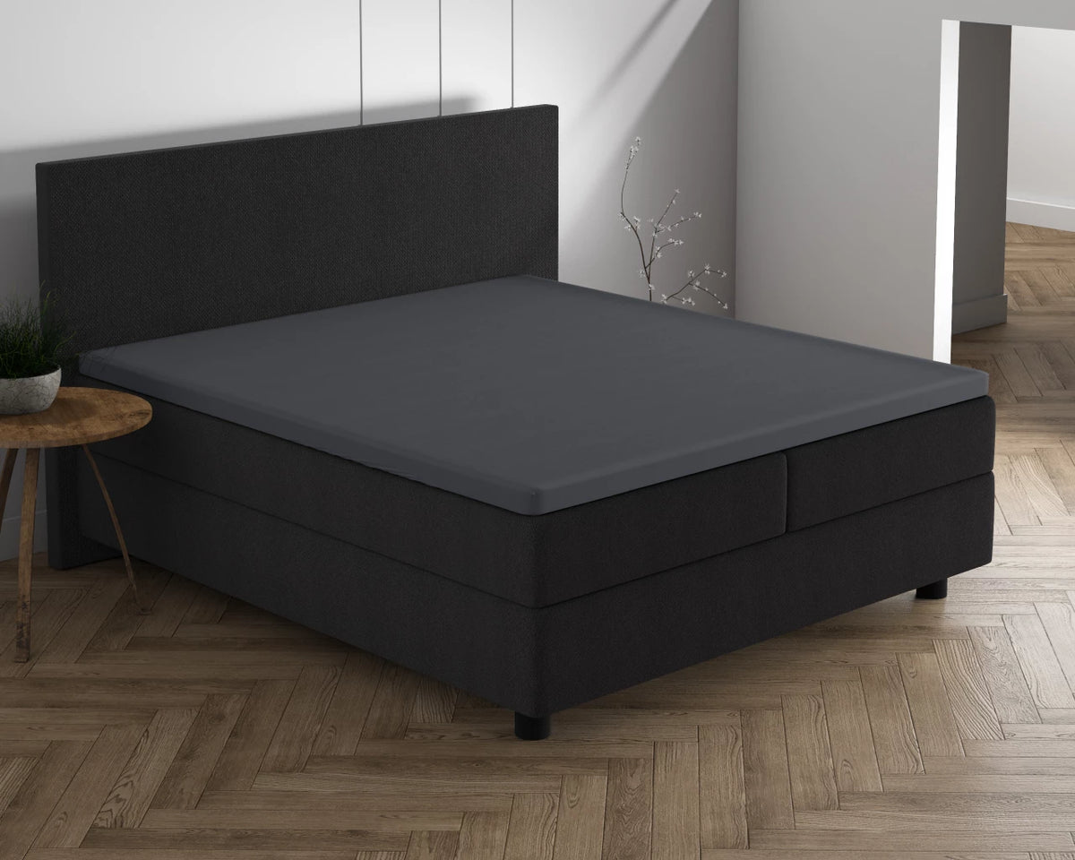 Topper hoeslaken - dubbel jersey - antraciet