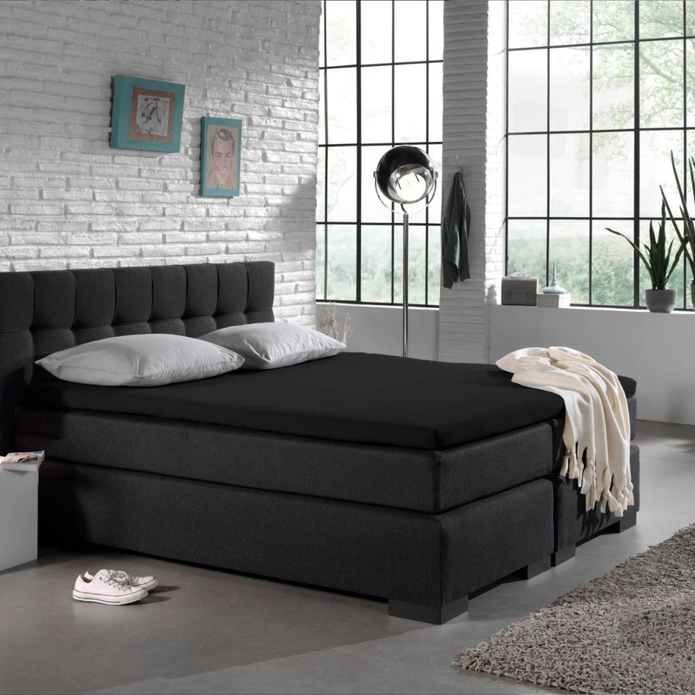 Topper hoeslaken - jersey - zwart