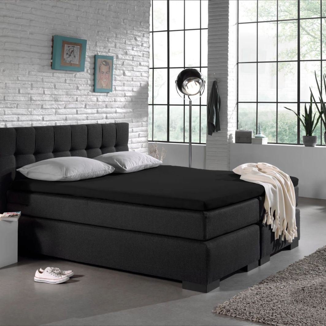 Topper hoeslaken - jersey - zwart