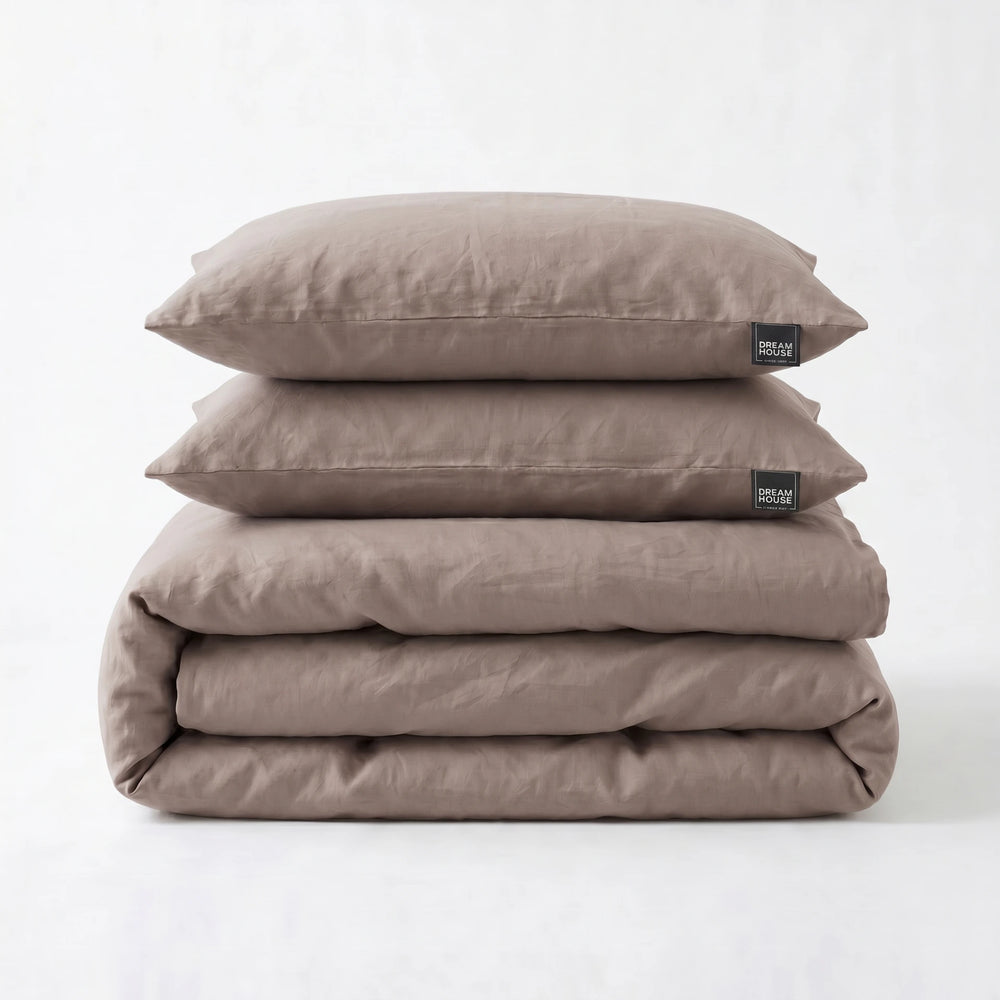 Dreamhouse dekbedovertrek Stone Washed - Katoen - Taupe
