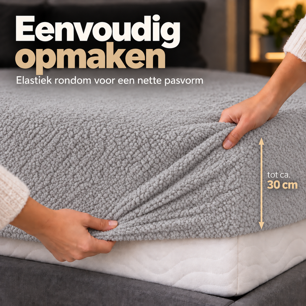 Teddy fleece hoeslaken - Grijs