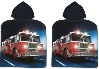Badponcho met capuchon brandweerauto