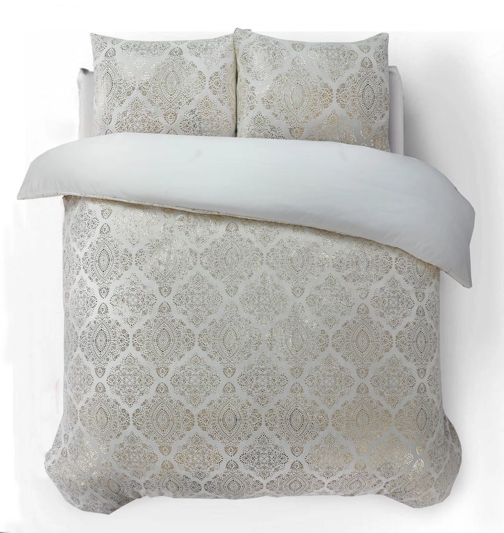 Fleece dekbedovertrek onderkant microvezel Art foil - creme - 1-persoons (140x220 + 60x70 cm)