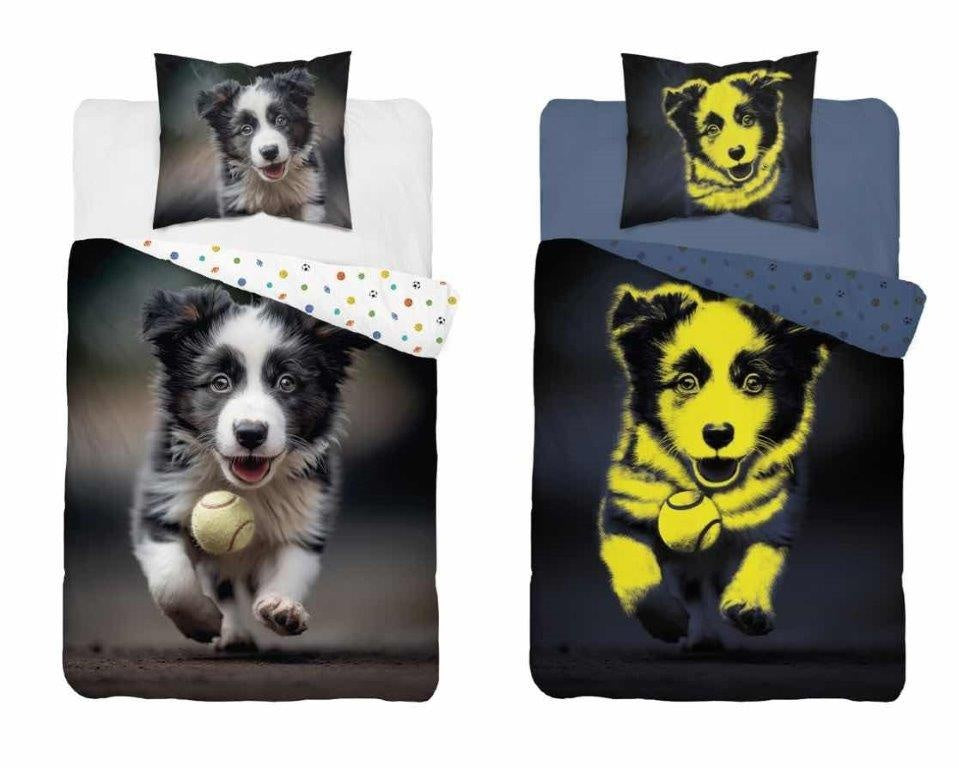 Glow in the dark kinderdekbedovertrek Hond - katoen