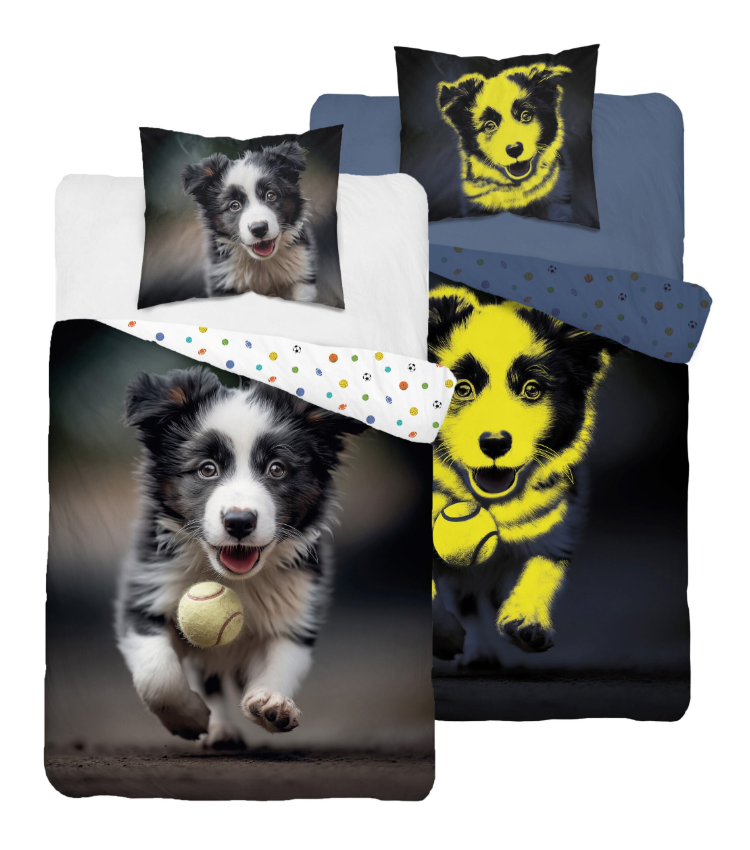 Glow in the dark kinderdekbedovertrek Hond - katoen