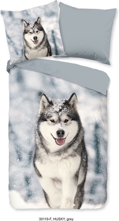 Good morning dekbedovertrek Husky - flanel - lits-jumeaux (240x220 + 2st. 60x70 cm)