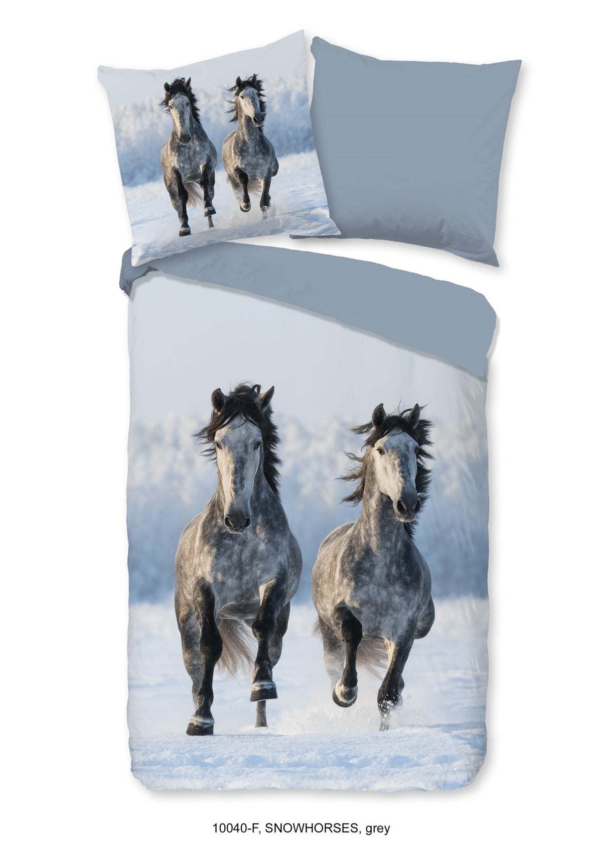 Good morning  kinderdekbedovertrek snow horses paarden - flanel