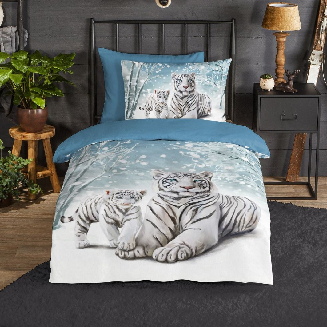 Good Morning dekbedovertrek Tijger - flanel - eenpersoons (140x220 + 60x70 cm)