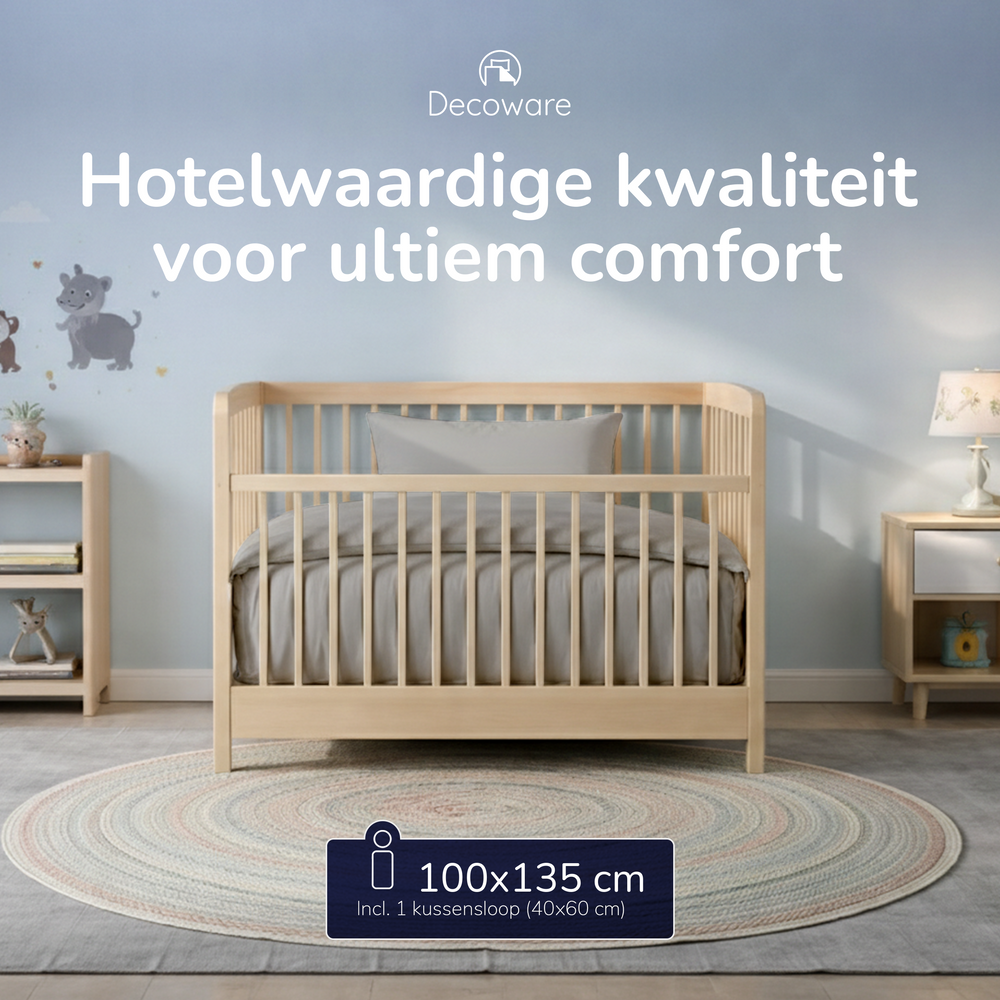 Decoware ledikant dekbedovertrek uni - grijs - katoen