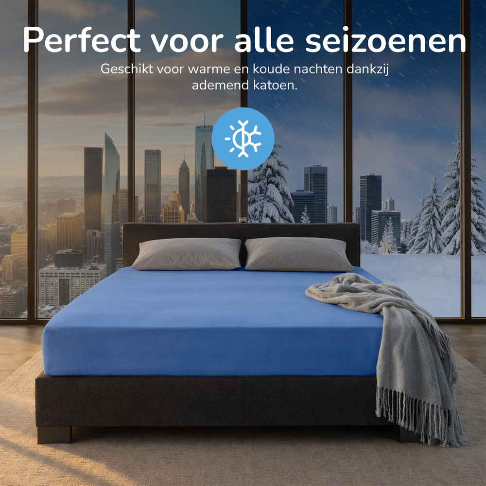 Hoeslaken - jersey - blauw
