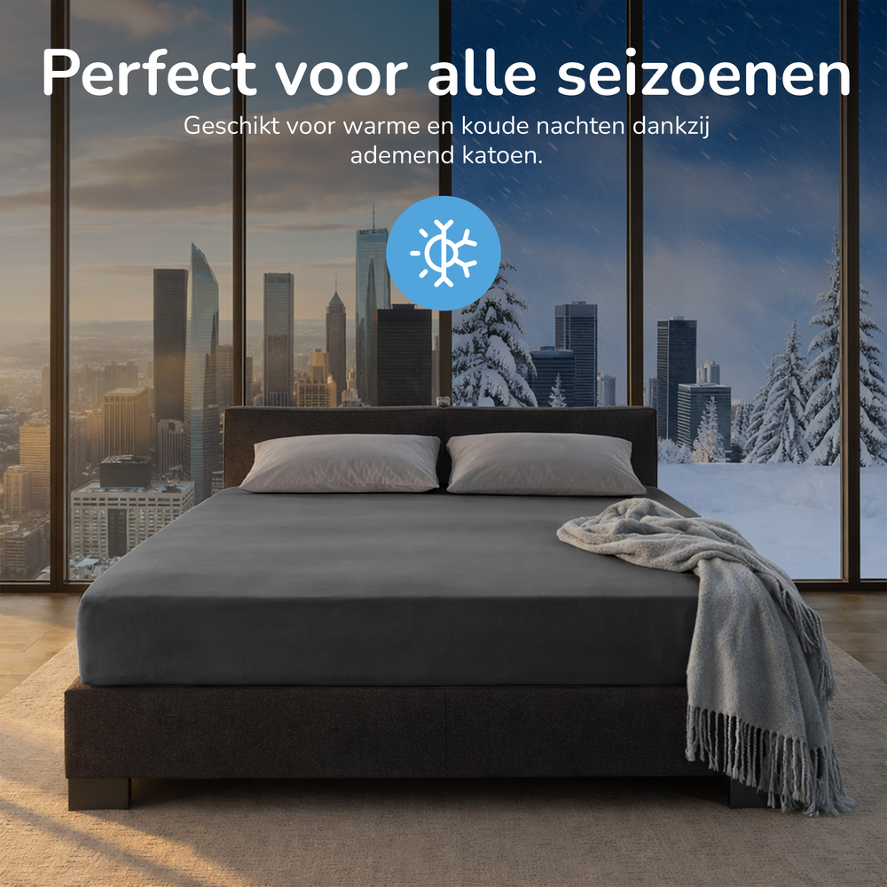 Hoeslaken - katoen  - antraciet