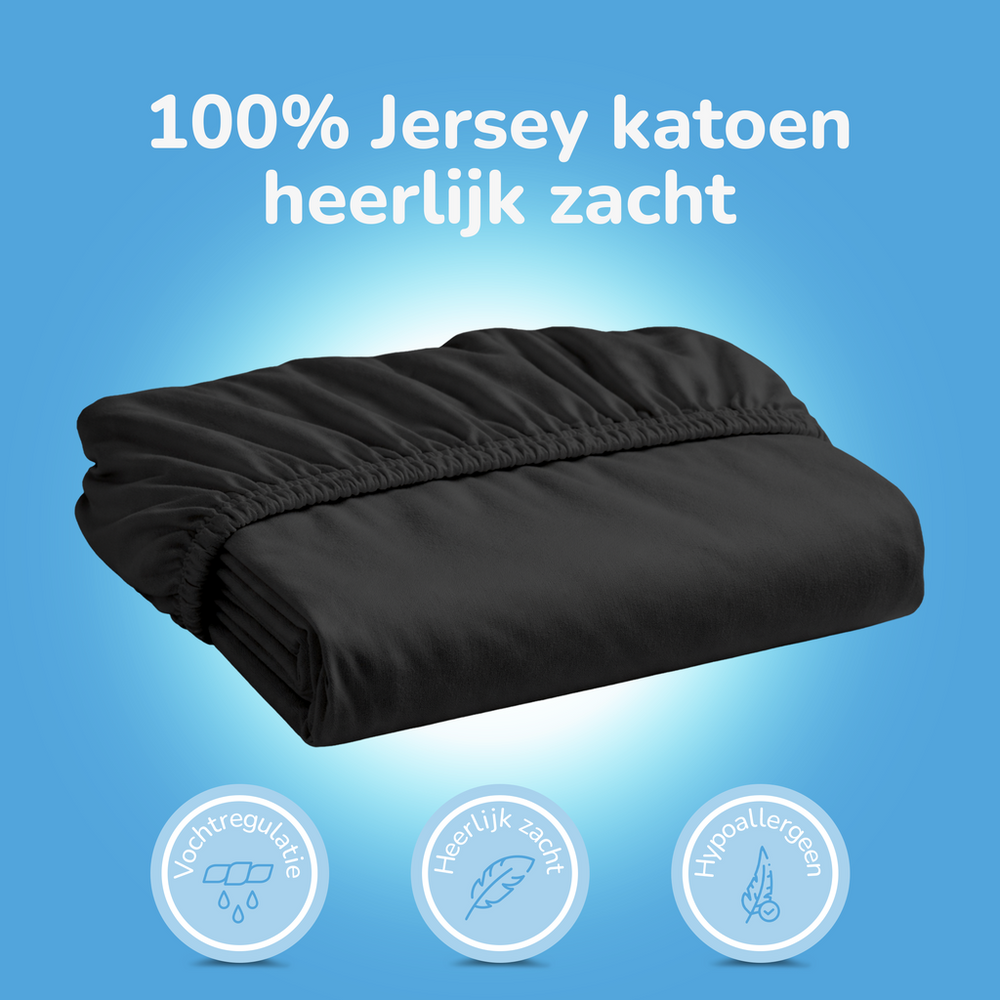 Hoeslaken - Jersey - Zwart