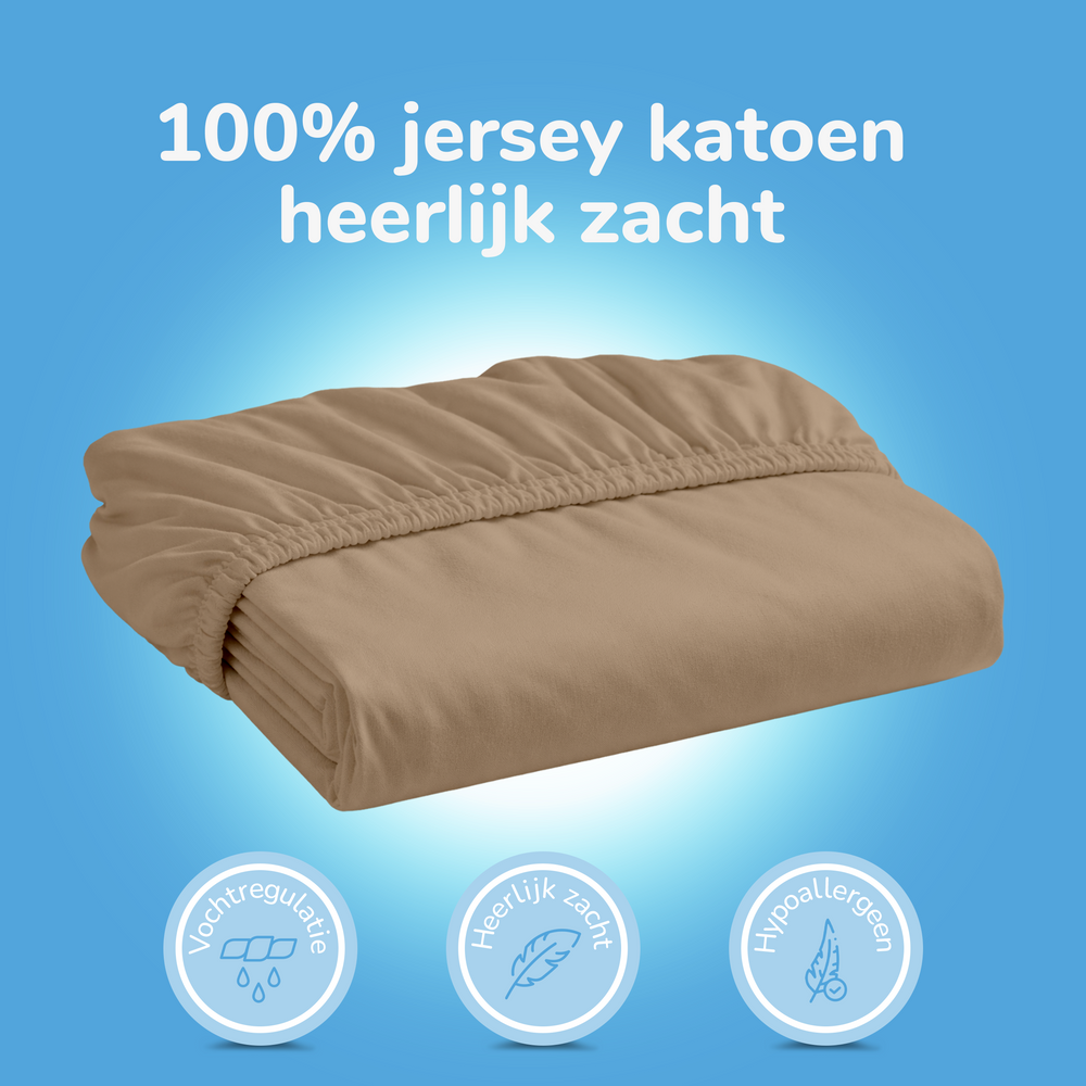 Hoeslaken - jersey - zand