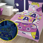 Glow in the dark kinderdekbedovertrek Game roze - katoen