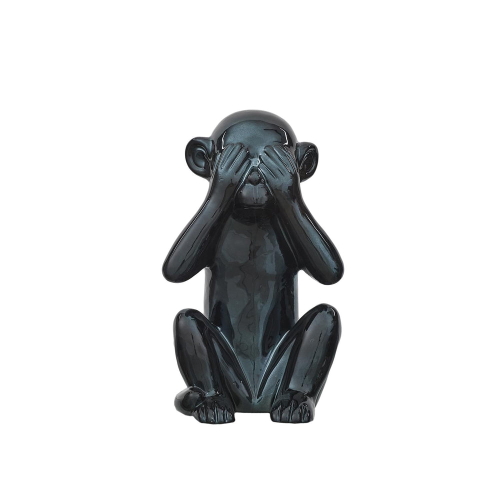 Decoratieve aap - hoogte 30cm - zwart keramiek