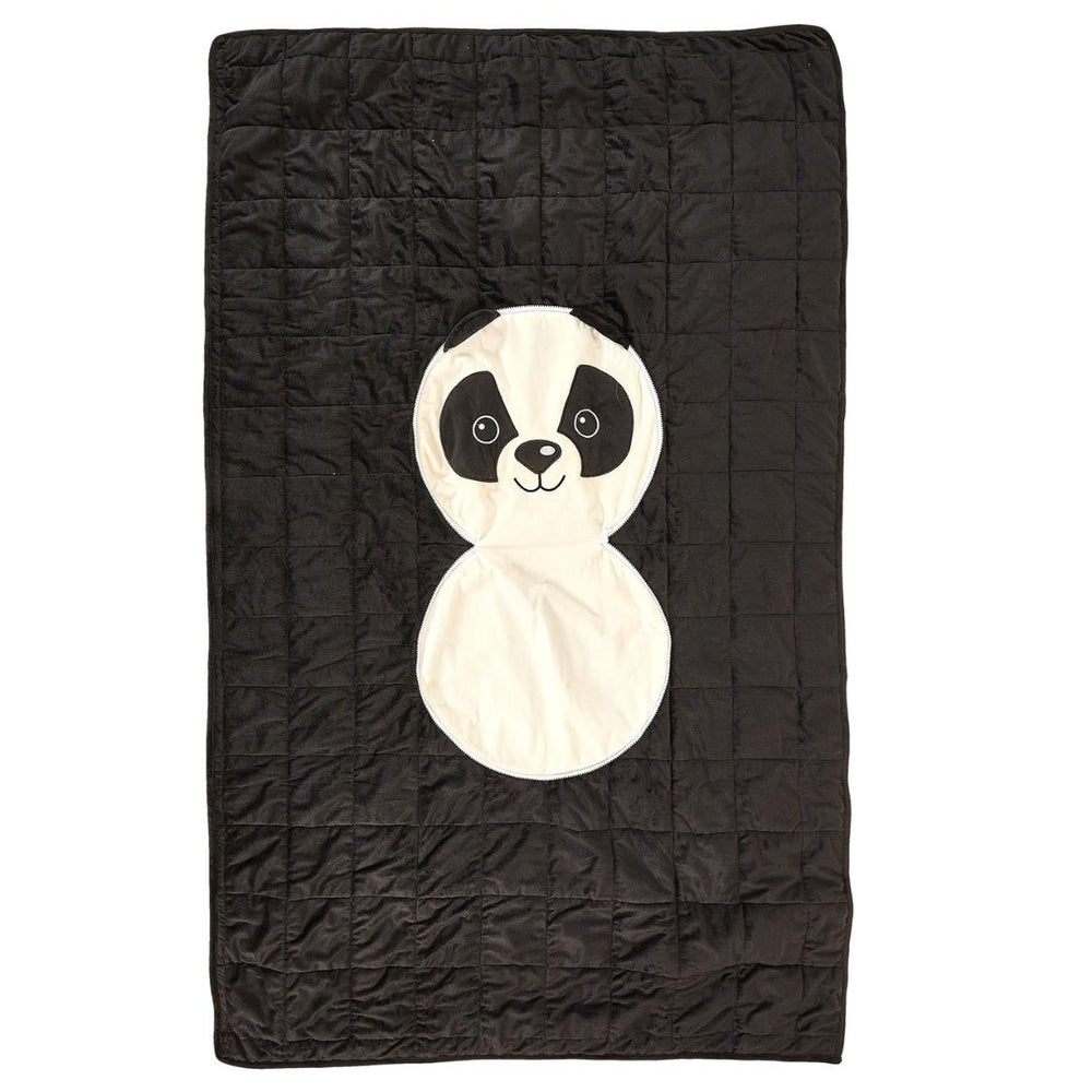 Logeerdeken 150x110 cm zwart panda - opvouwbaar