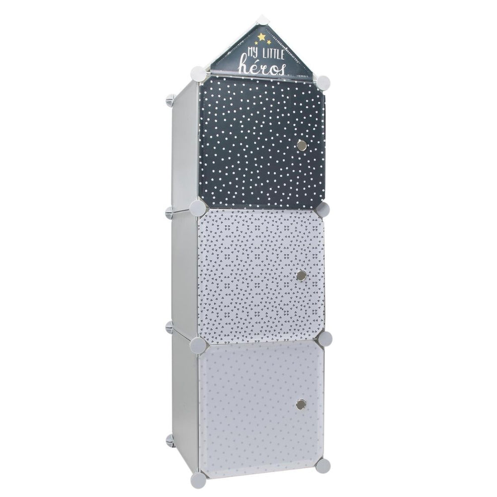 Home deco kids Opbergkubus My Little heros - 3 stuks 30x30 cm - blauw grijs