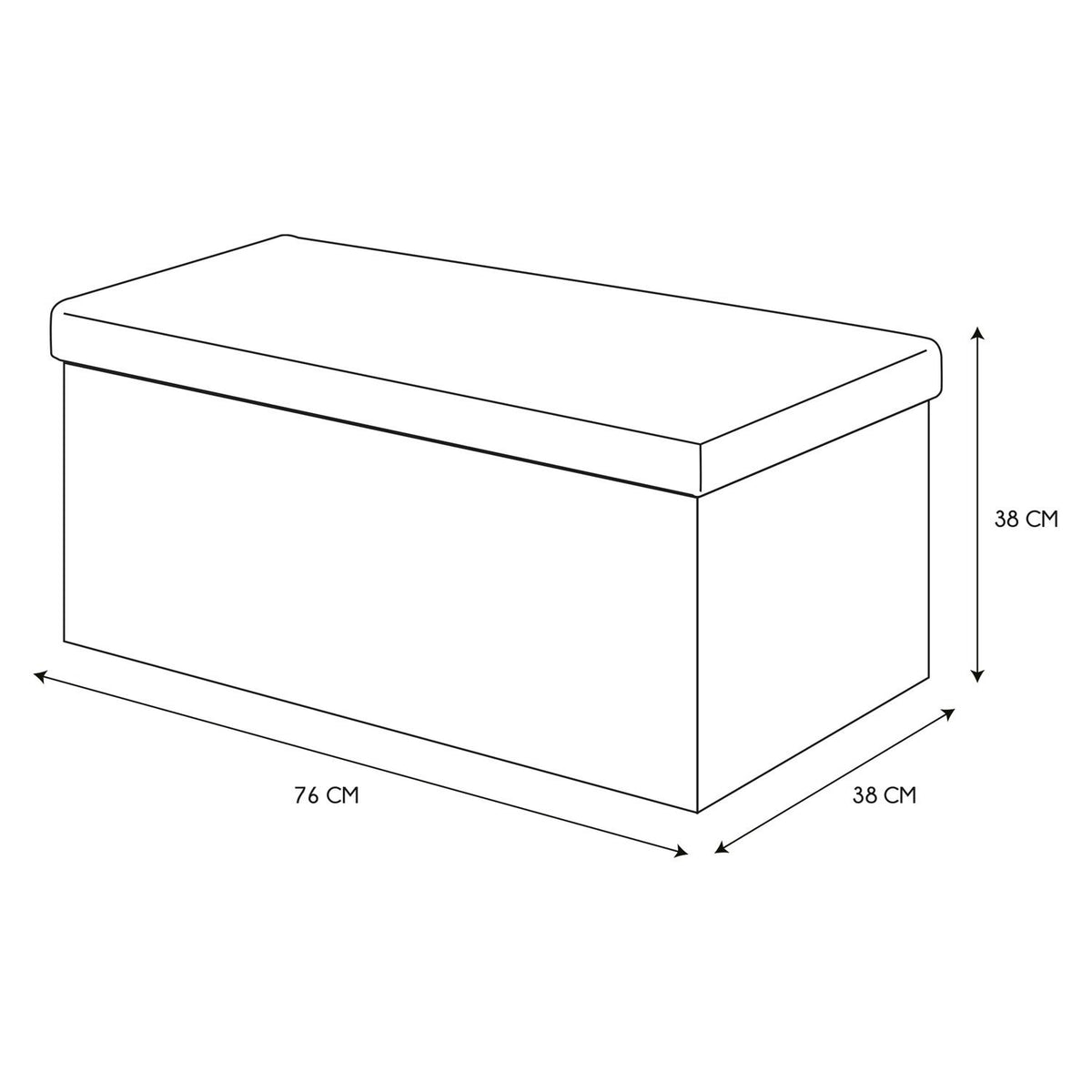 Opbergbank met afneembare deksel - wit - 76.5 x 37.5 x 37.5 cm - opvouwbaar