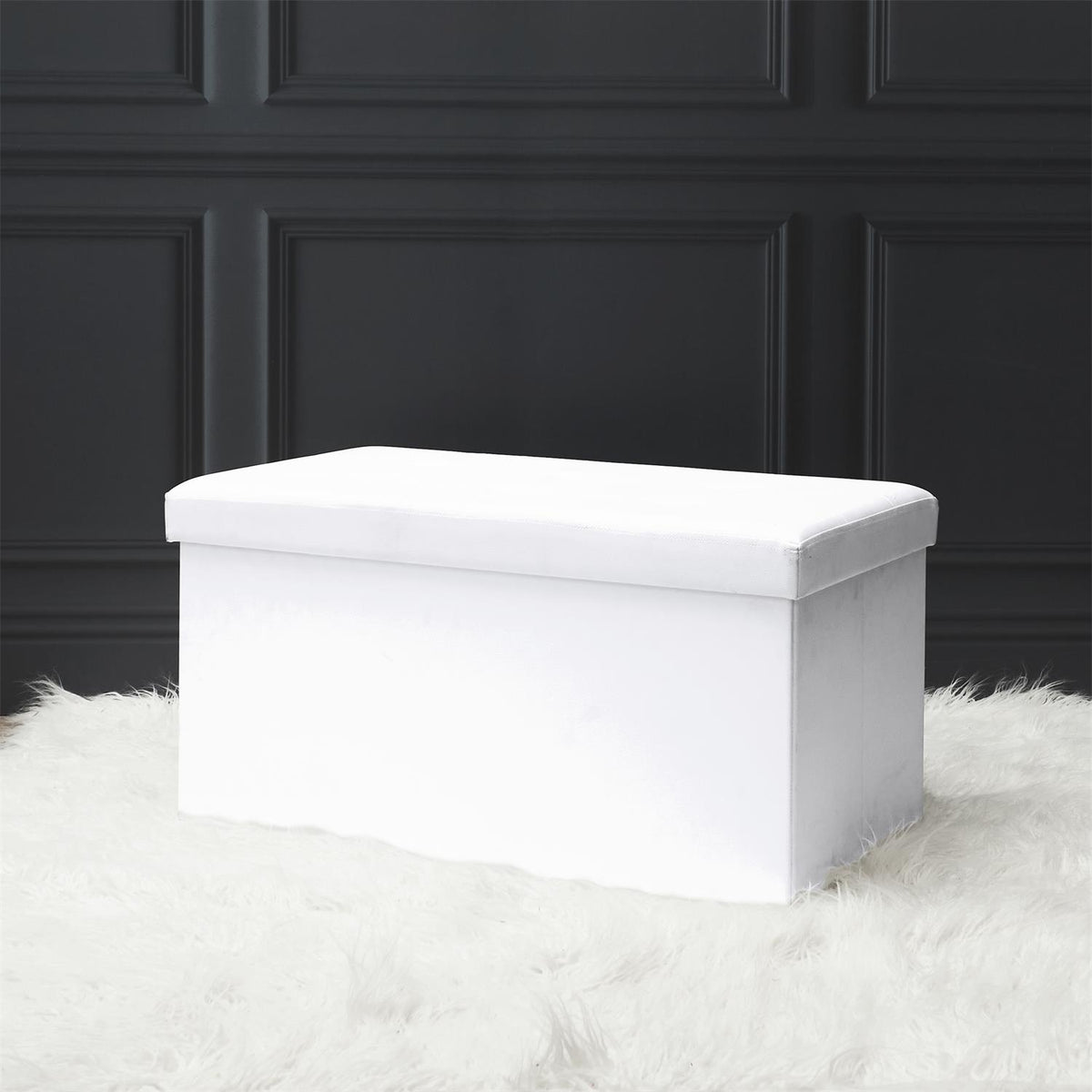 Opbergbank met afneembare deksel - wit - 76.5 x 37.5 x 37.5 cm - opvouwbaar