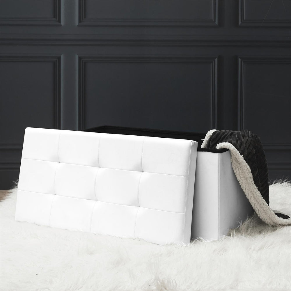 Opbergbank met afneembare deksel - wit - 76.5 x 37.5 x 37.5 cm - opvouwbaar