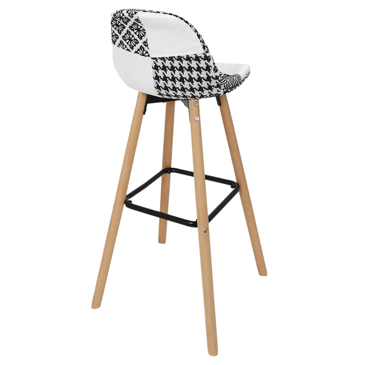 Patchwork barkruk - grijs zwart - hoogte 92,5 cm