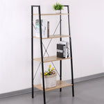 Wandrek met 4 lagen - houten planken met zwart metalen frame
