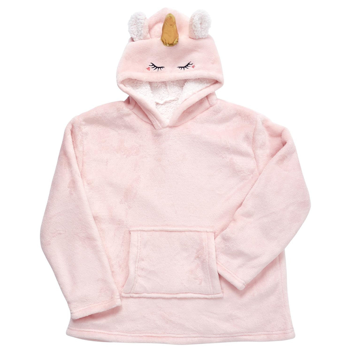 Kinder hoodie unicorn - lichtroze met unicorn capuchon