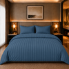 Dekbedovertrek Hotelstreep - blauw - katoensatijn
