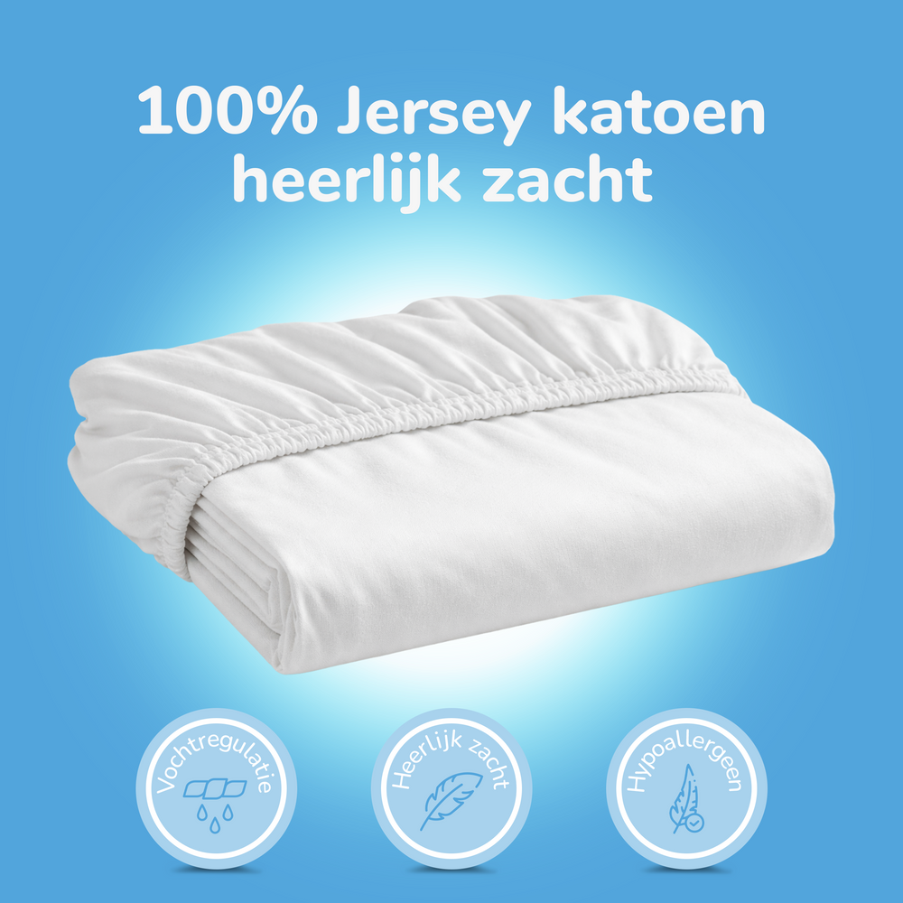 Hoeslaken ledikant - jersey - wit - 60x120 cm