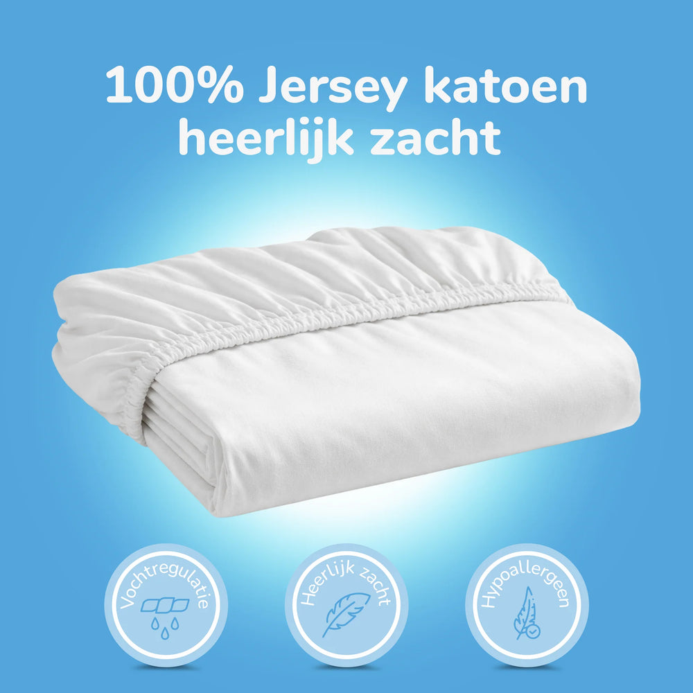 Hoeslaken peuter  - jersey - wit - 70x140/150 cm