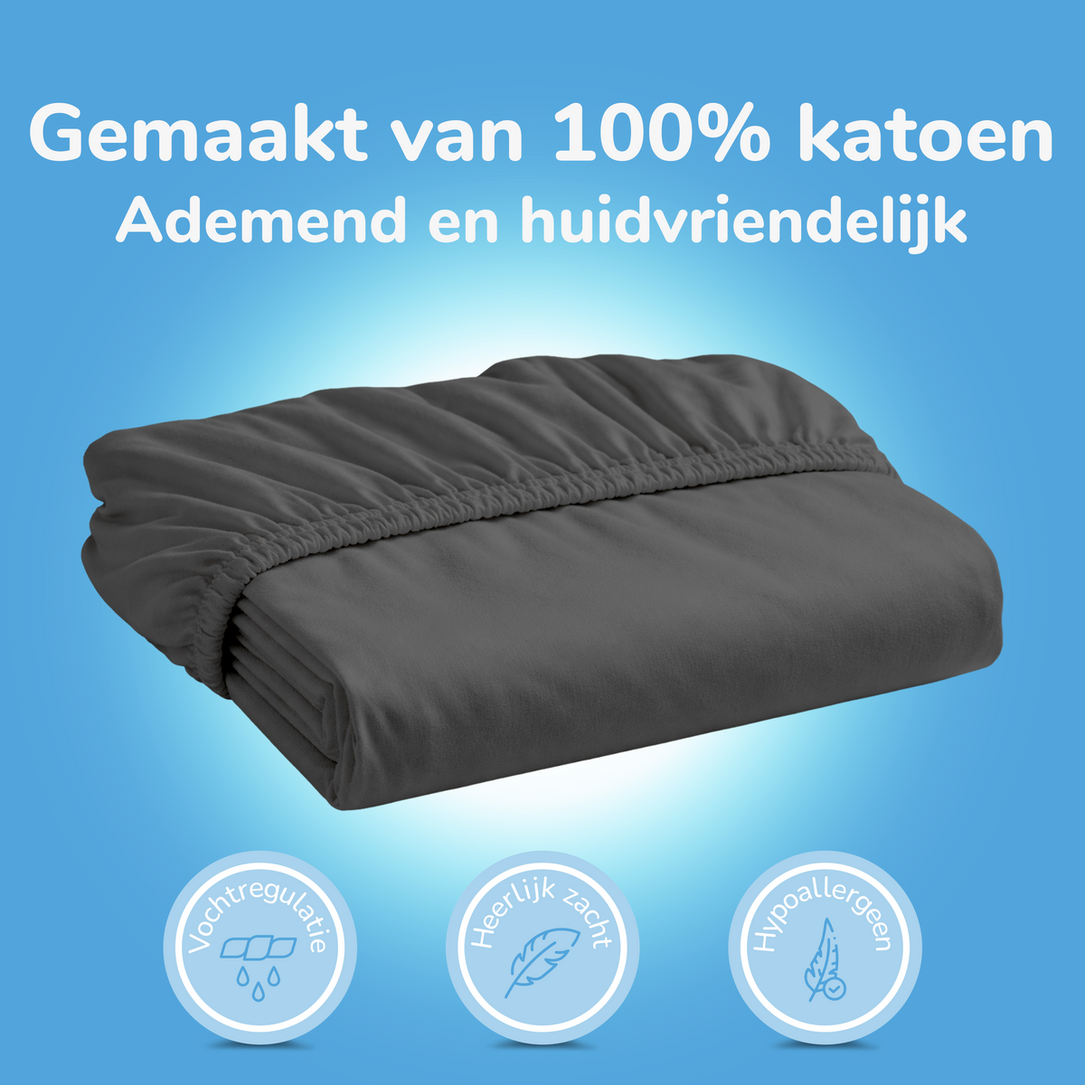 Hoeslaken - katoen  - antraciet