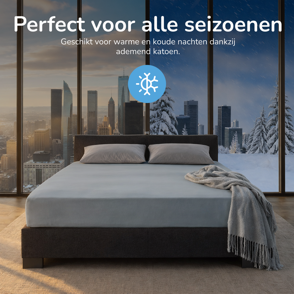 Hoeslaken - Katoen  - Grijs
