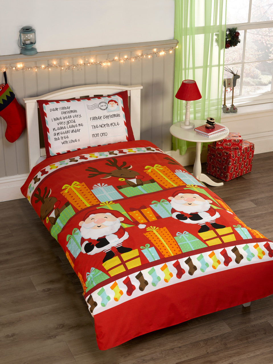 Kerst kinderdekbedovertrek Santa's list - polykatoen